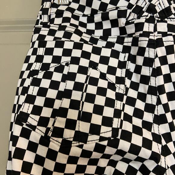 Tripp NYC Daang Goodman Size 1/25 Checkerboard Black & White T Back Skinny Pants - Picture 9 of 11